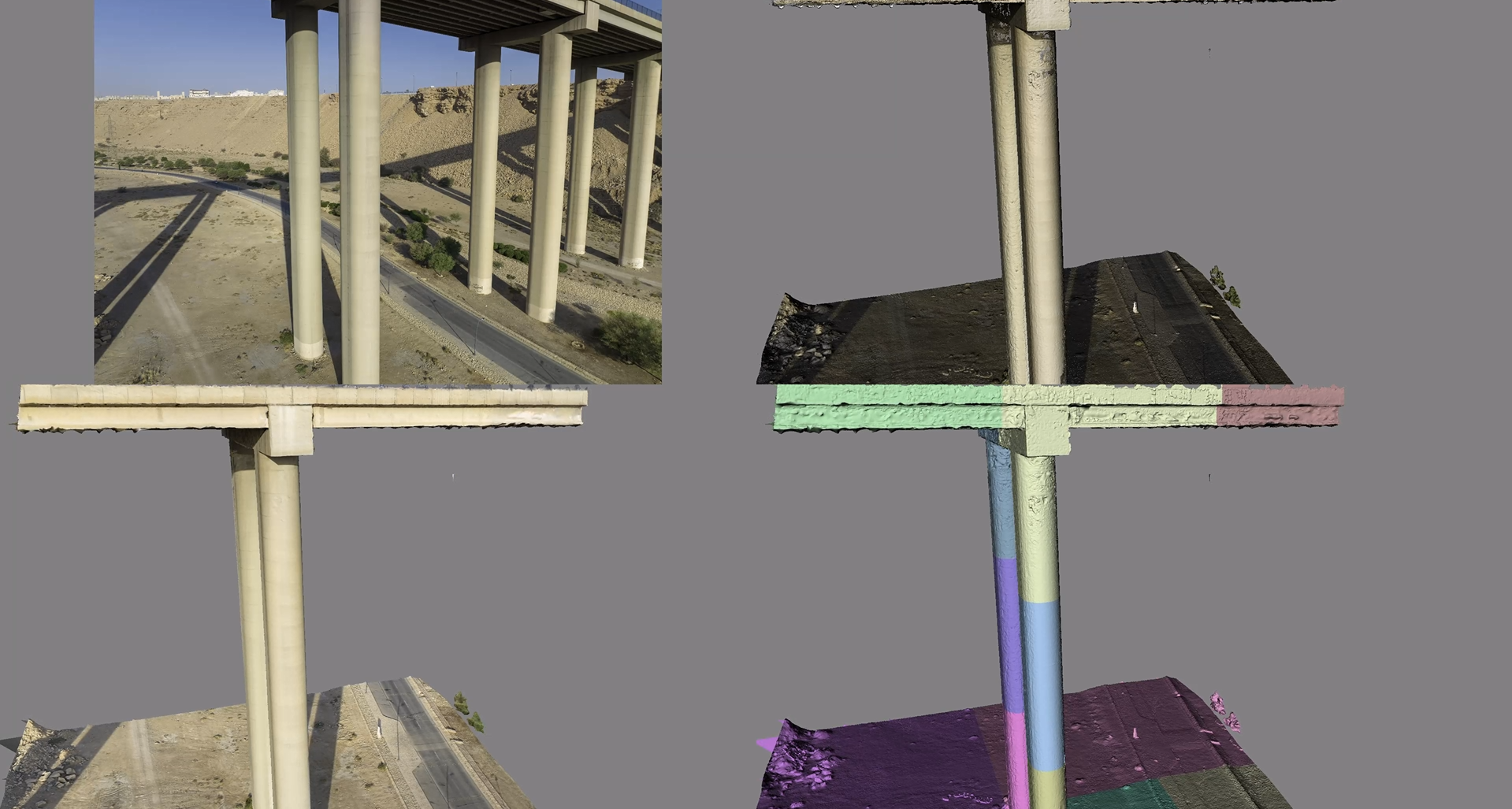 Converting raw aerial data into BIM-ready parametric models for Saudi engineering consultants. Engineer using a digital tablet to measure a 3D building model with numerical data overlays in a dark office.