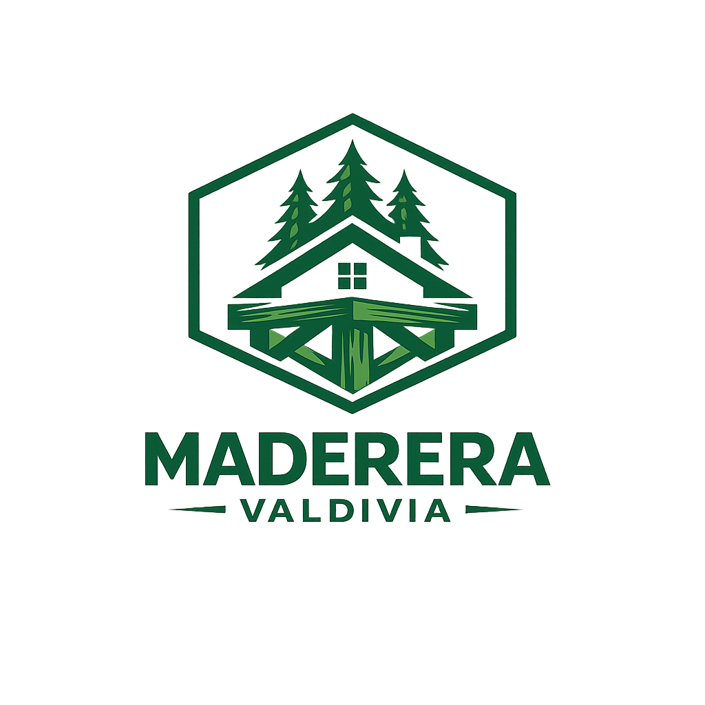 Logo for Maderera Valdivia with hexagon icon