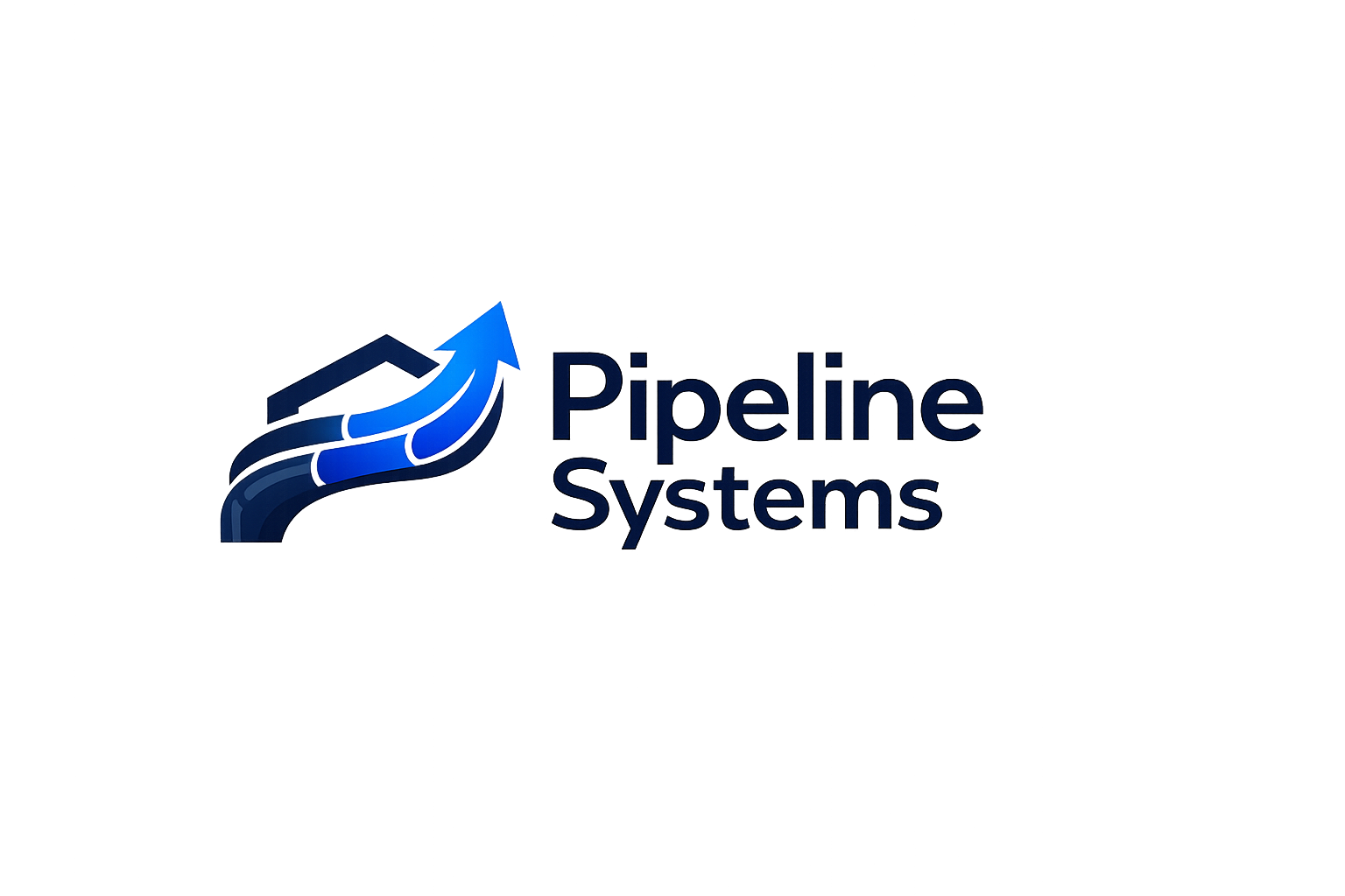 Pipeline Systems logo — dark navy and electric blue geometric pipeline icon with modern wordmark