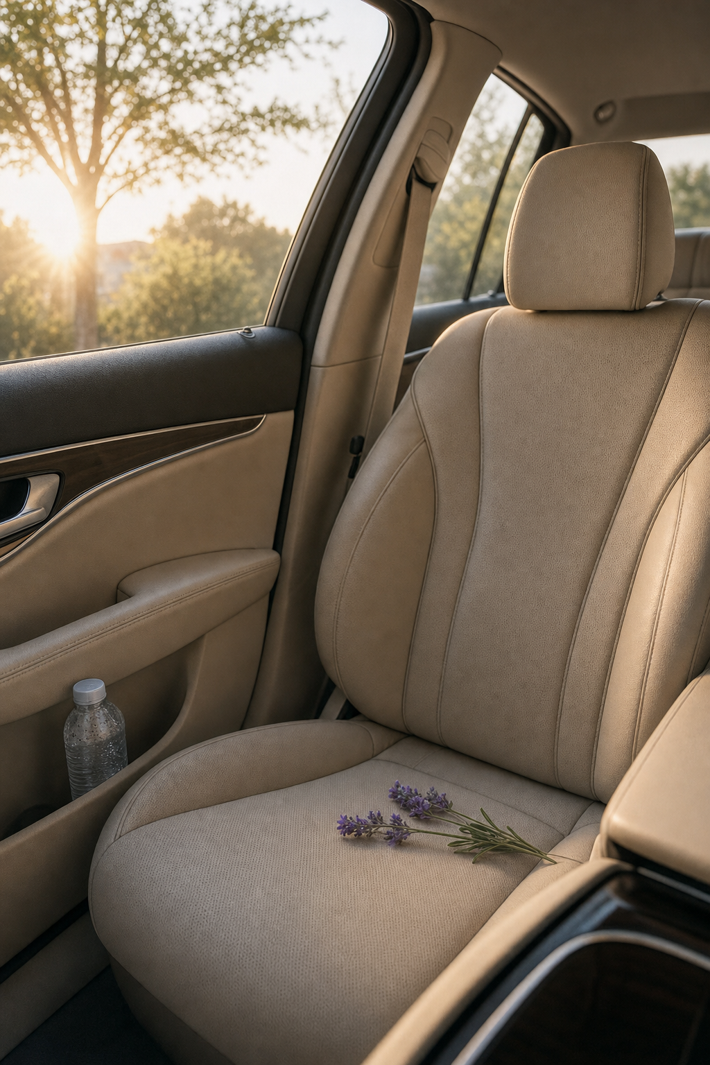 Door-to-door service ensures seniors spend less time in the sweltering Florida humidity. A senior passenger sitting comfortably inside a modern vehicle looking out the window.