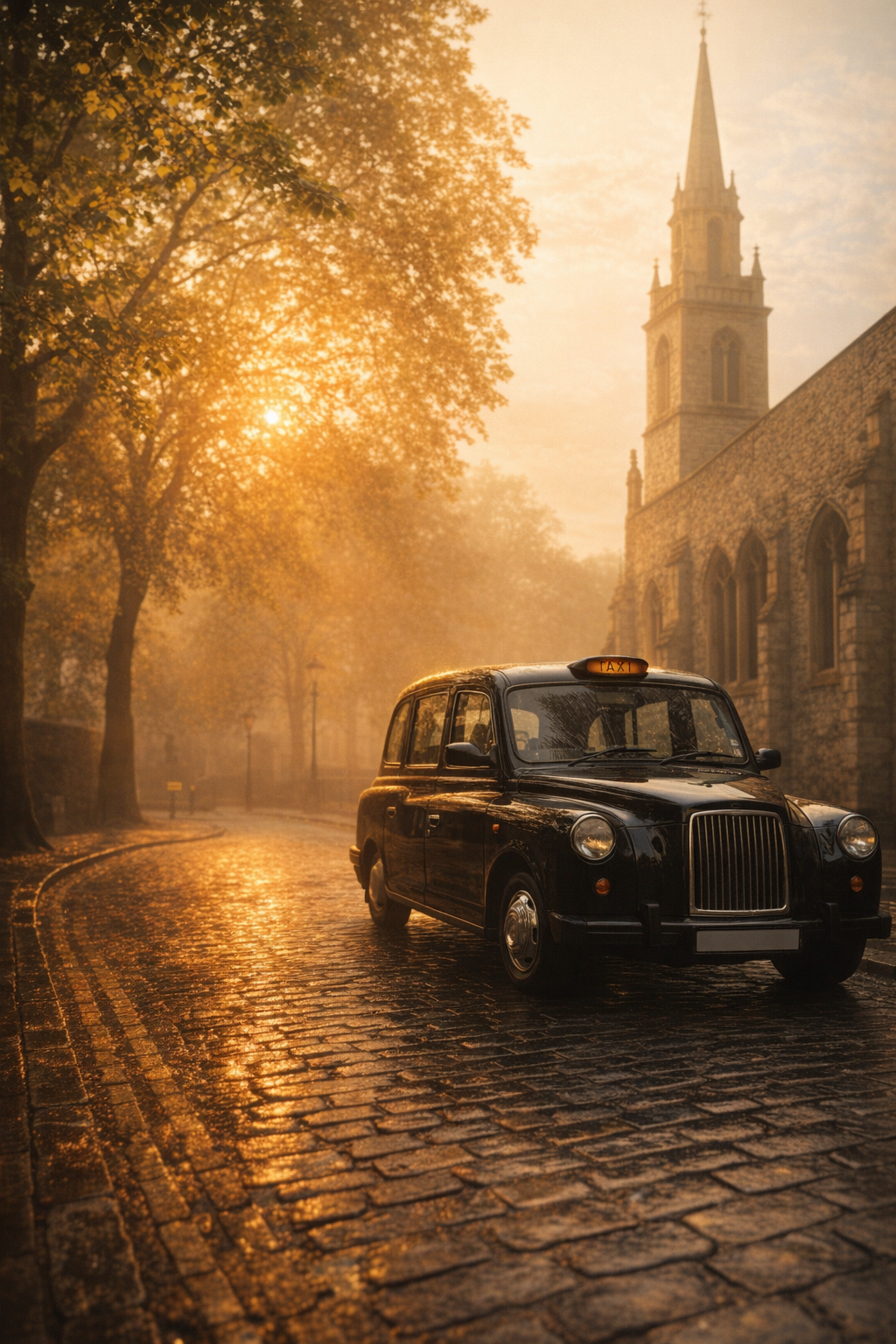 Your airport pickup can be the start of a genuine London adventure. Traditional London black cab at an airport terminal ready for a combined transfer and city tour