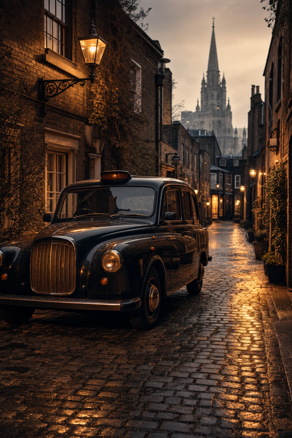 Whitehall is home to the nation's most significant war memorials. A premium black cab driving through the streets of London near Whitehall and the Cenotaph memorial.