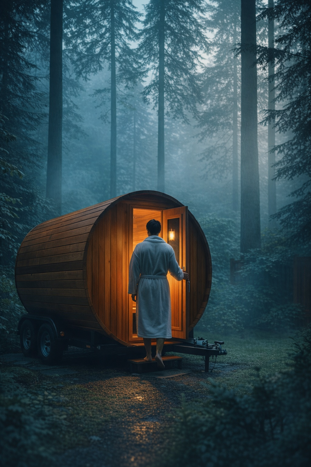 Bringing the science of recovery directly to your door in Vancouver. Nordic Edge mobile wellness unit with a sauna and cold plunge setup for high-end recovery.