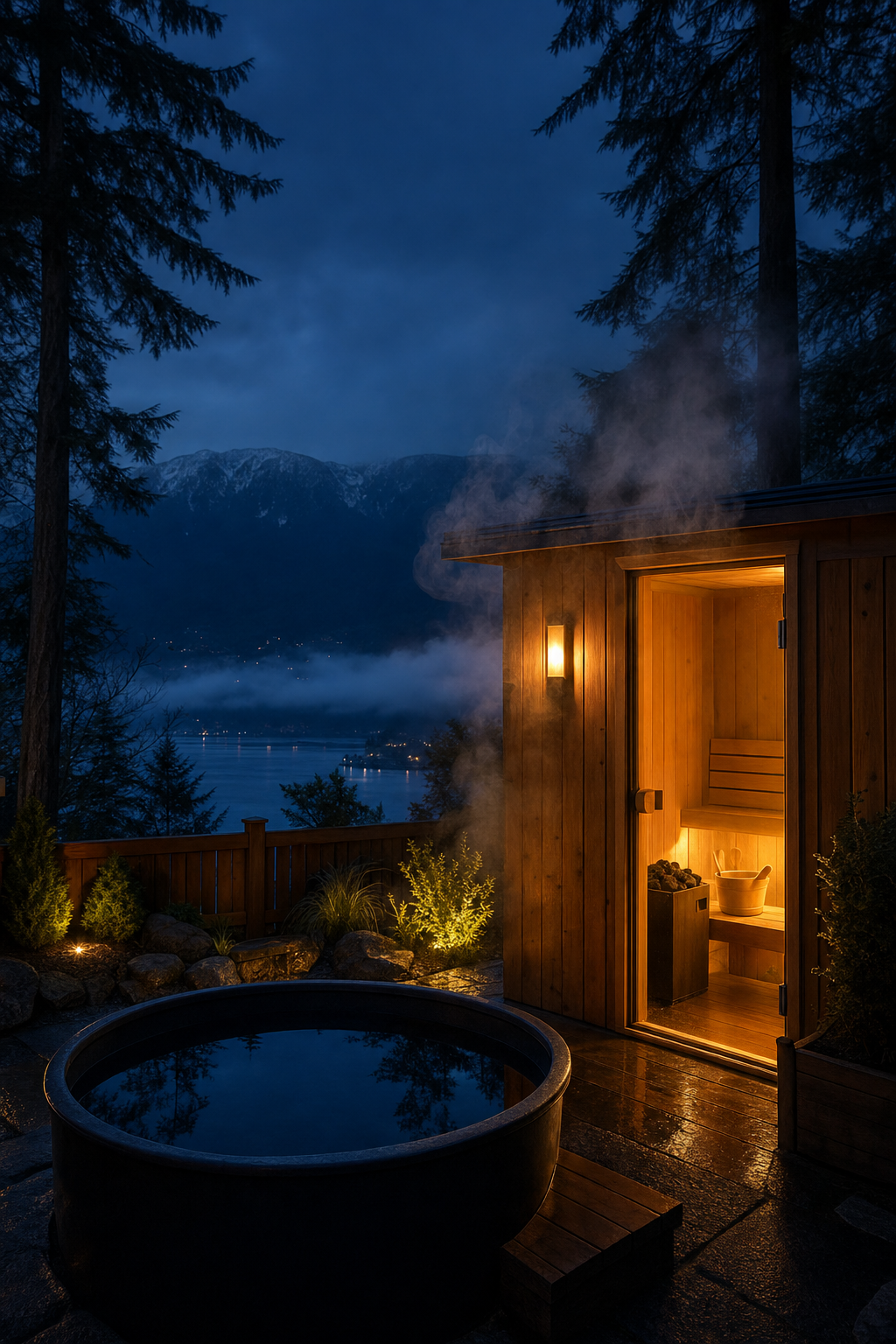 Consistency and controlled breathing are key to a successful metabolic health protocol. A Vancouver local focused and breathing during a cold plunge session at home with a mobile sauna rental.
