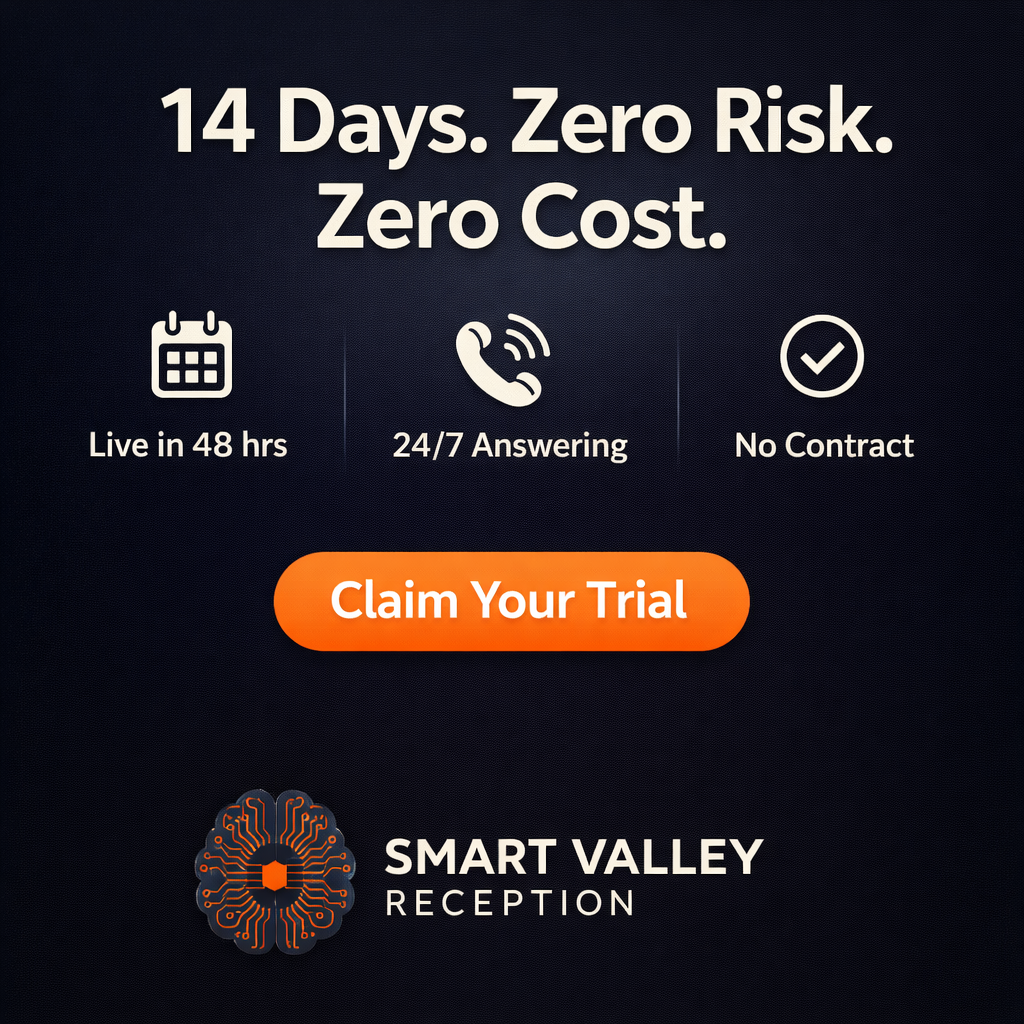 Take the first step toward 100 percent lead capture with our specialized trial. Conversion graphic for a 14-day zero risk trial with icons for 48 hour setup and 24/7 answering.