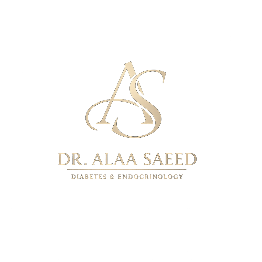 Minimal monogram logo with intertwined initials 'AS' representing Dr. Alaa Saeed – Diabetes & Endocrinology.