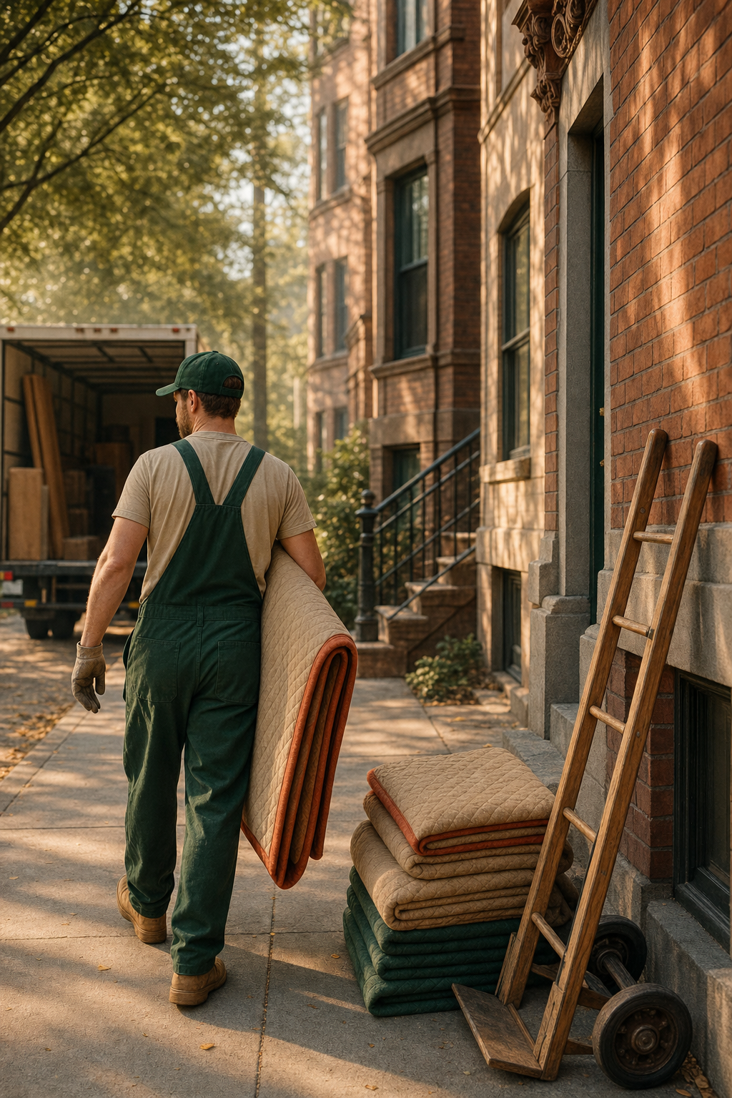 Moving in winter requires extra care for your belongings and safety on icy Chicago sidewalks. Movers handling boxes during a cold day, highlighting the preparedness needed for Chicago winter relocations.