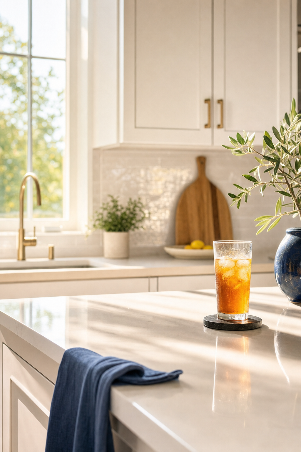 Professional weekly or bi-weekly cleanings ensure high-traffic areas like kitchens remain hygienic. A professional cleaner using eco-friendly products to clean a residential kitchen space.
