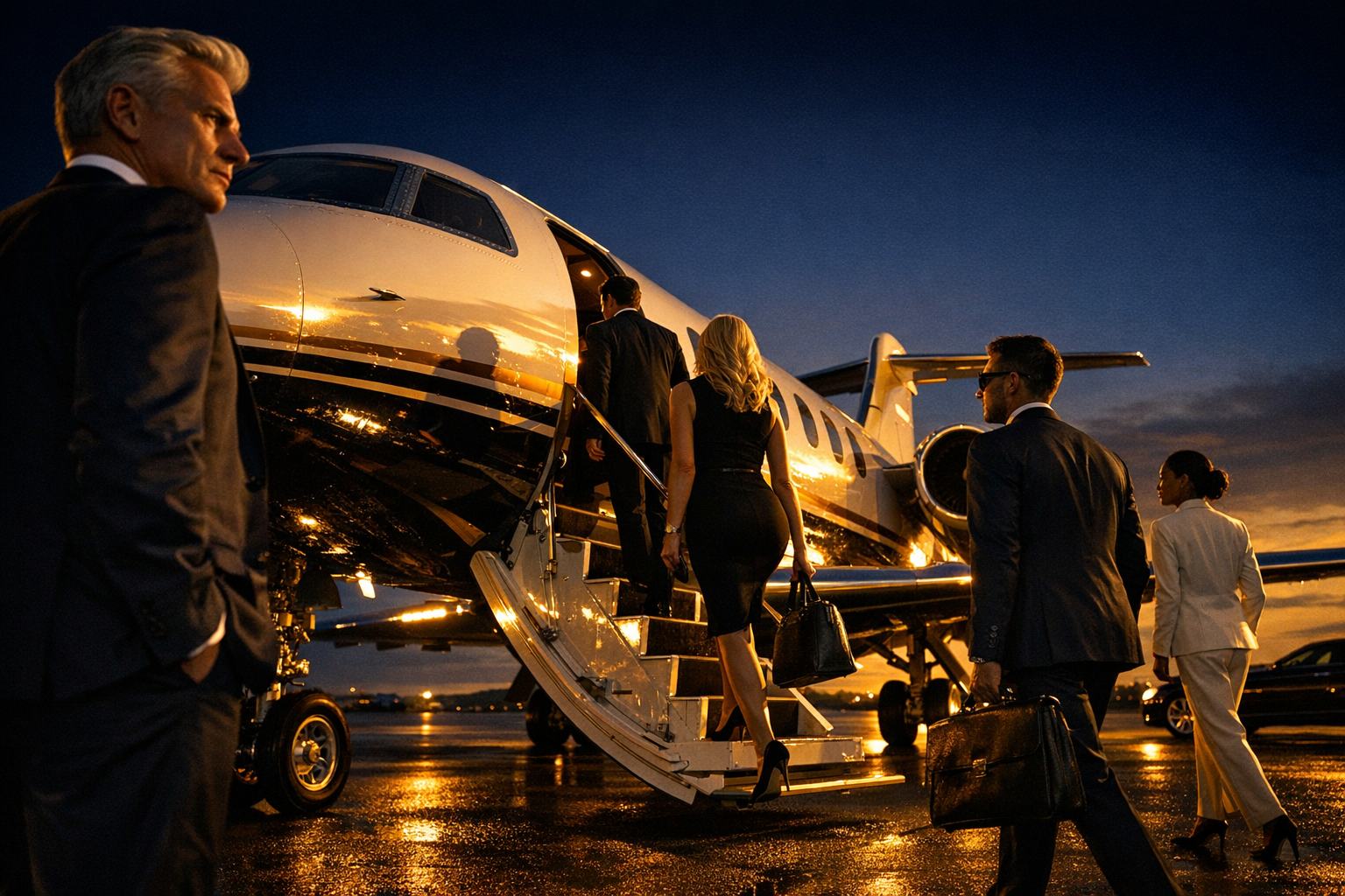 Cost per seat becomes highly competitive when shared across a group of travellers. Elegant private jet cabin interior showing premium seating and refined luxury finishes
