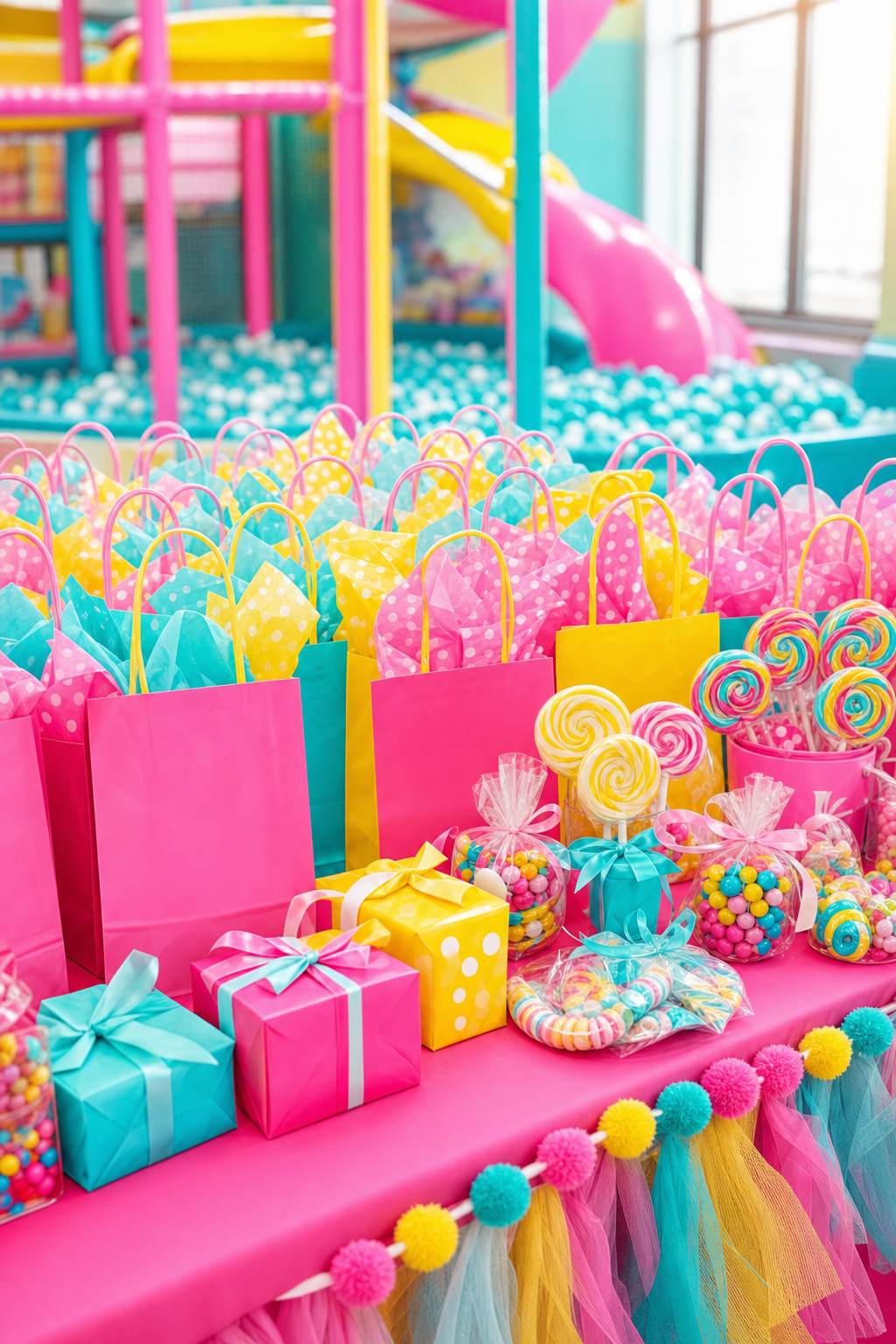 The right food keeps kids energized for hours of indoor play. Excited children celebrating at a birthday party in Orlando with festive decorations.