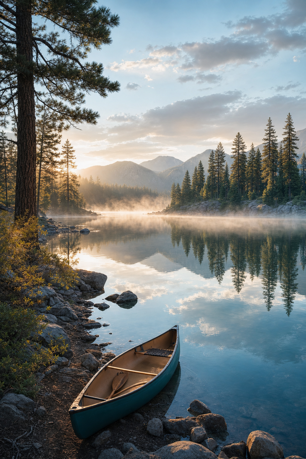 Willow Springs Lake offers expansive waters and peaceful pine scenery for large groups. Serene blue lake surrounded by tall Ponderosa pines under a clear Arizona sky.