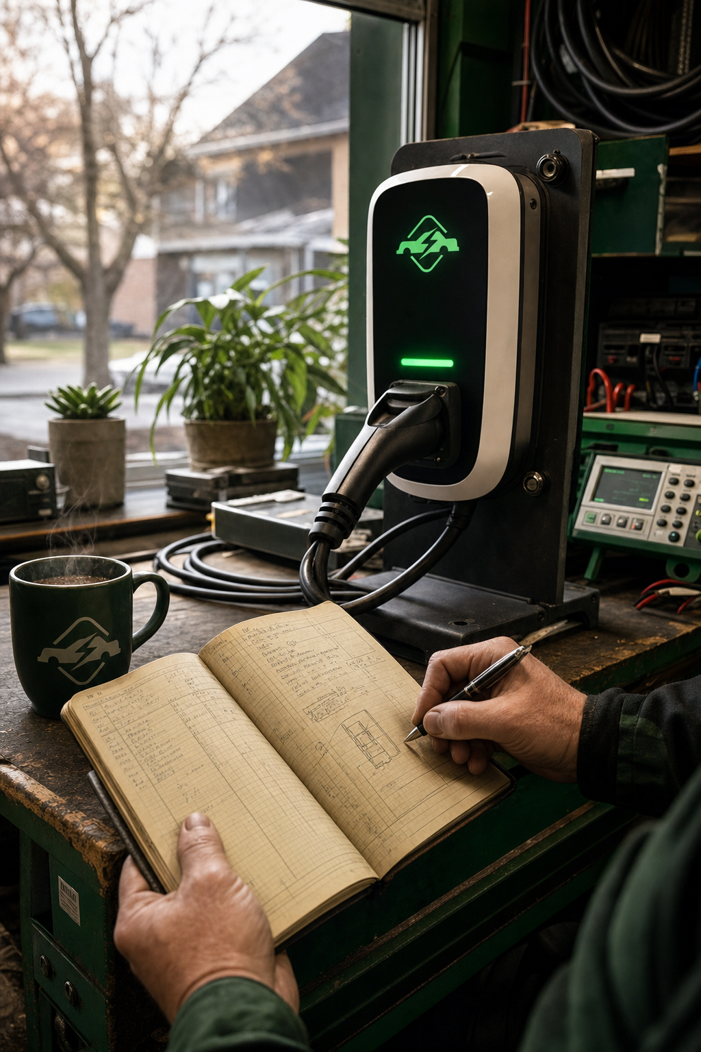 Single-phase 7.2kW chargers are the most popular and efficient choice for most Australian homes. An electric vehicle charging in a modern garage with a high-tech smart charger visible.