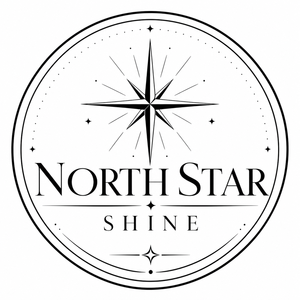 Luxury circular logo for North Star Shine with minimalist design