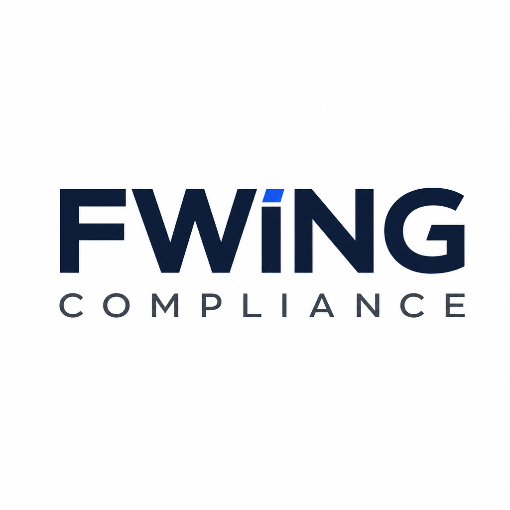Typography-only logo for FWING Compliance