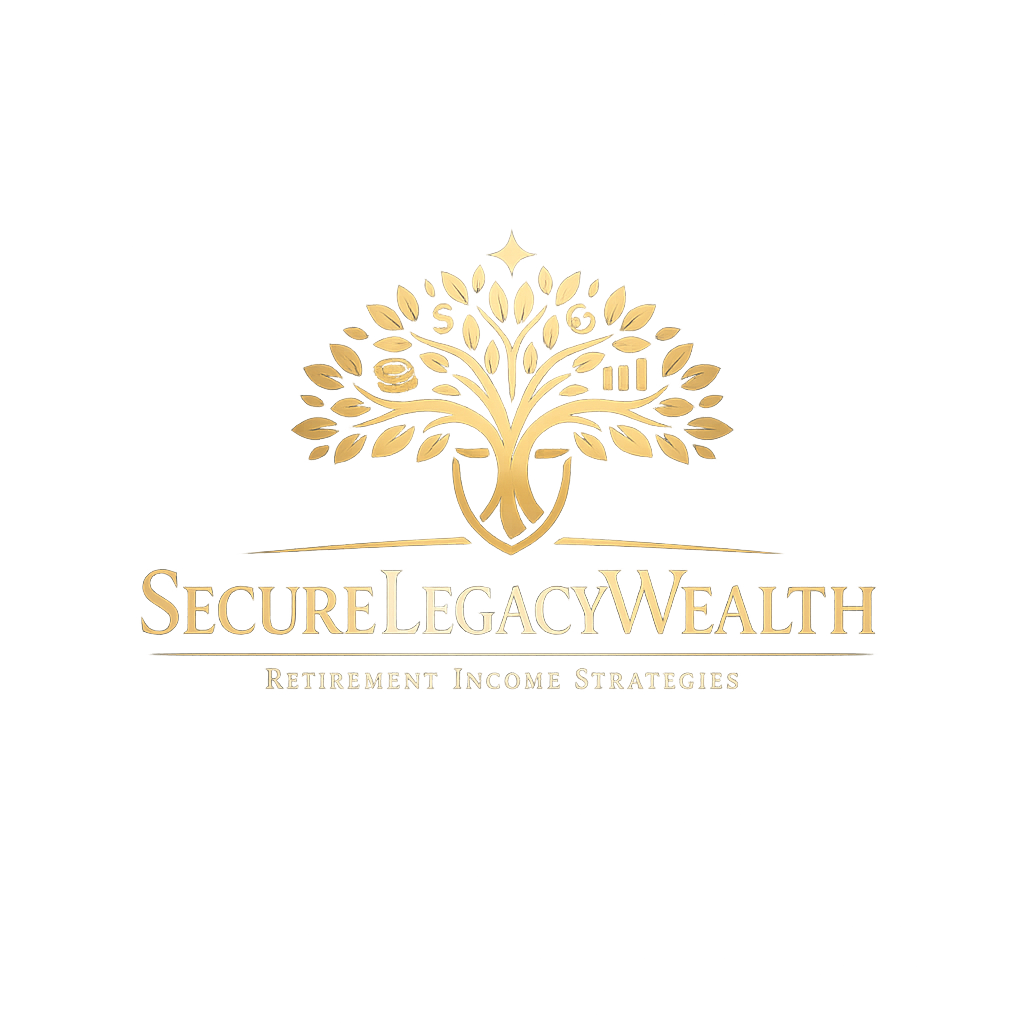 Sleek modern logo for Securelegacywealth with wealth tree and navy gold serif typography