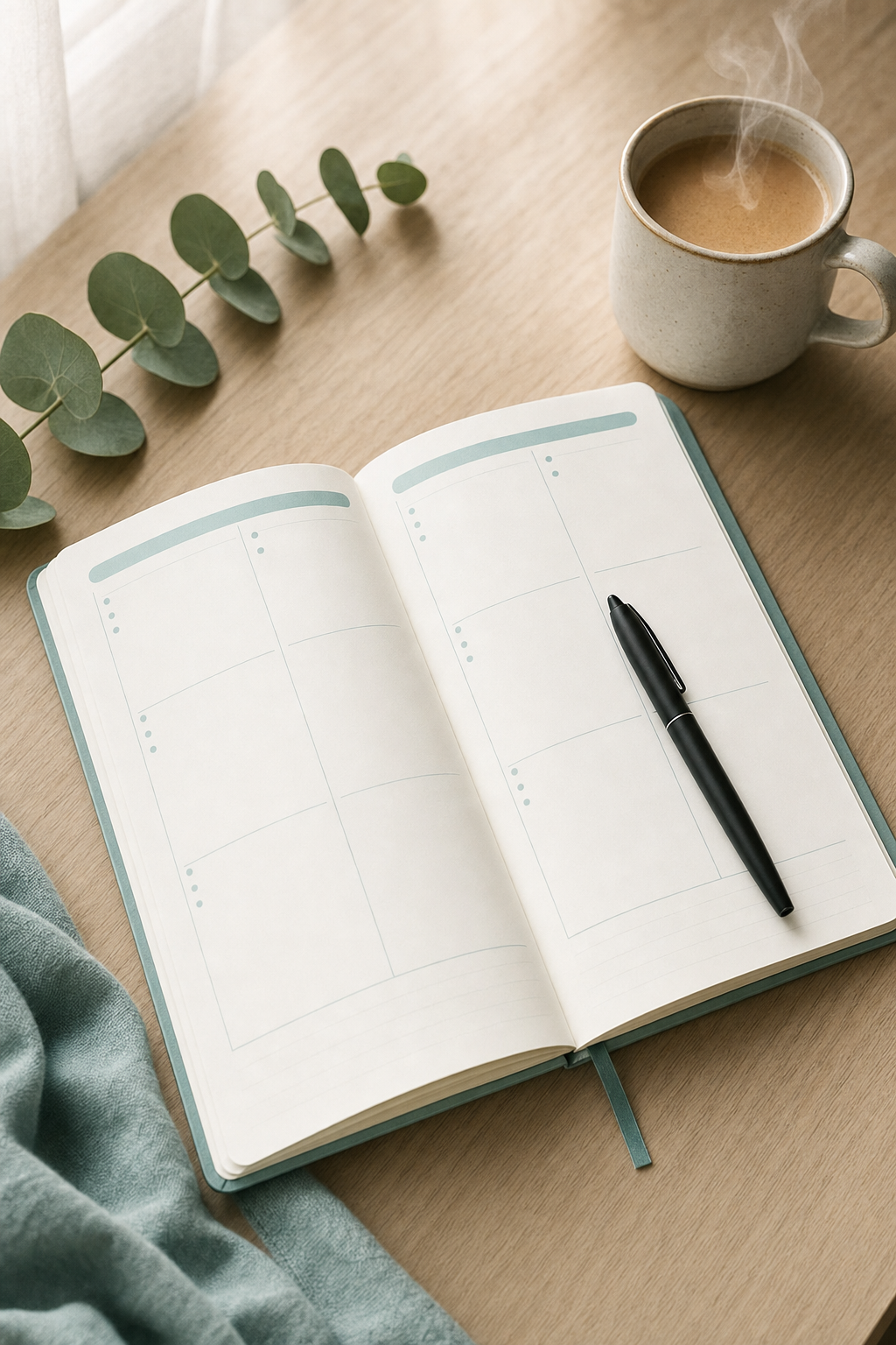 AI acts as a supportive partner in managing the daily demands of executive function. A warm and encouraging visual representing a professional workspace designed for ADHD focus.