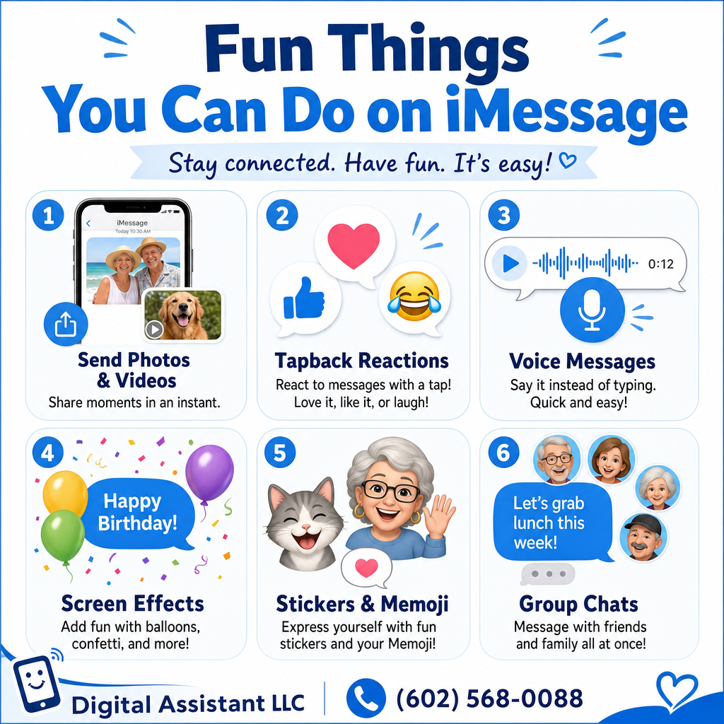 Trigger words like 'Happy Birthday' automatically fill your screen with digital balloons. Close up of senior hands holding a smartphone with a thumb ready to type a message.