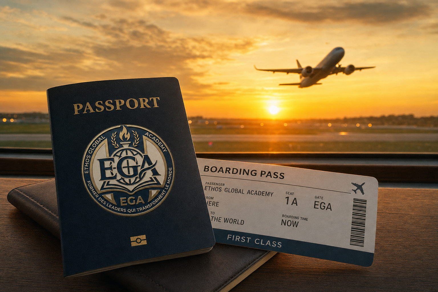 Un passeport et un billet d'avion, symbolisant le saut de foi