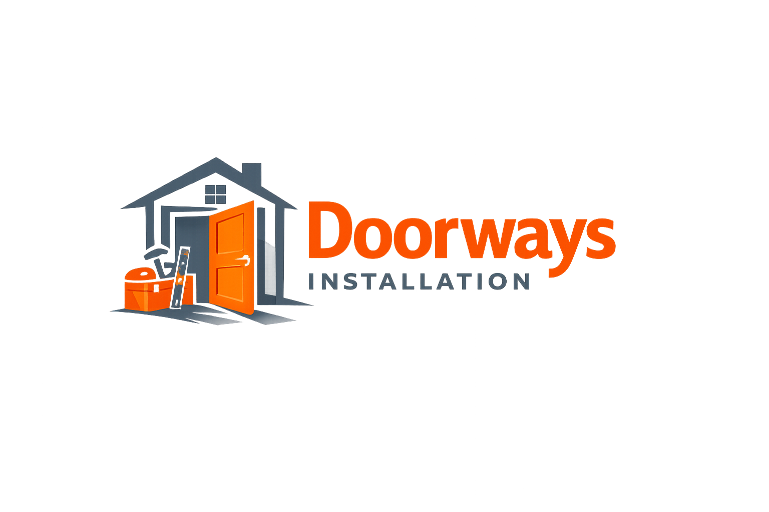 Doorways Installation logo with orange text and a blank background