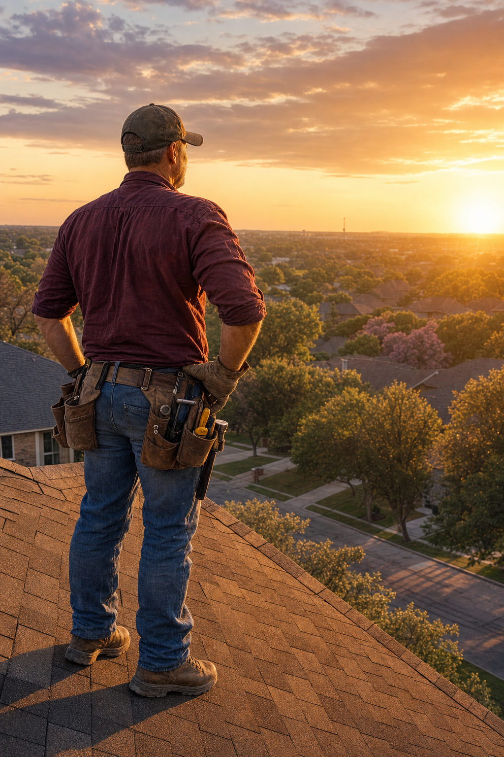 A detailed inspection identifies the evidence adjusters need to verify storm-related wind damage. A roofing expert pointing out specific storm damage markers on a residential roof.