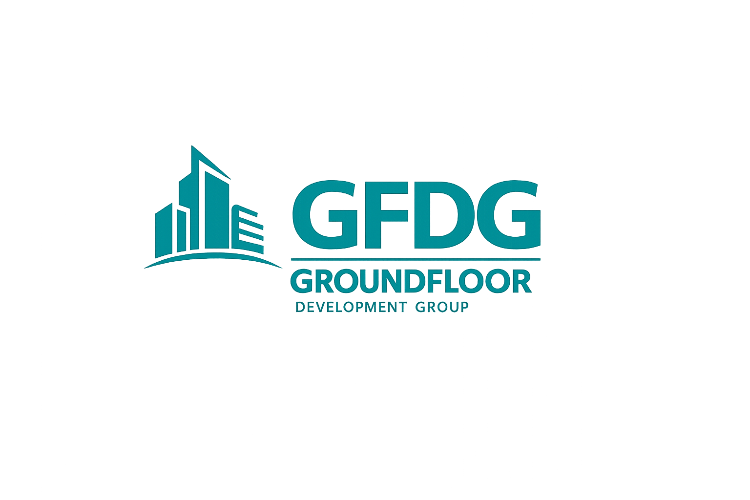 Logo for GroundFloor Development Group with teal color