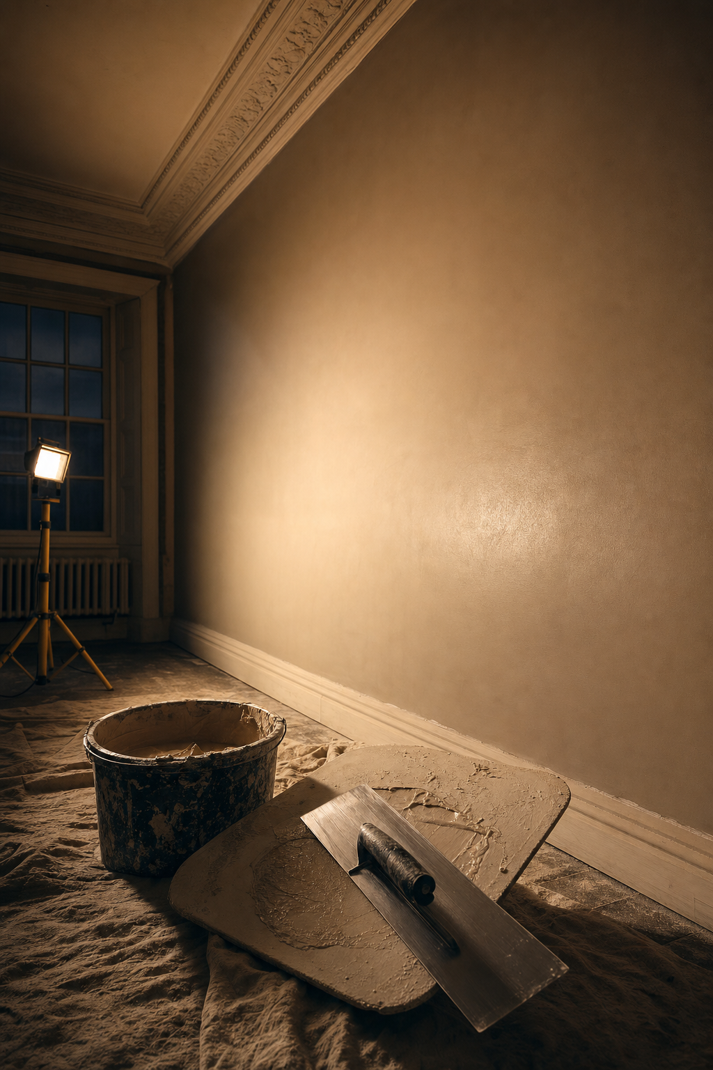 Professional plastering ensures a smooth, durable finish that resists minor cosmetic cracking. A freshly plastered and smooth interior wall showing the quality finish expected from professional plastering services.