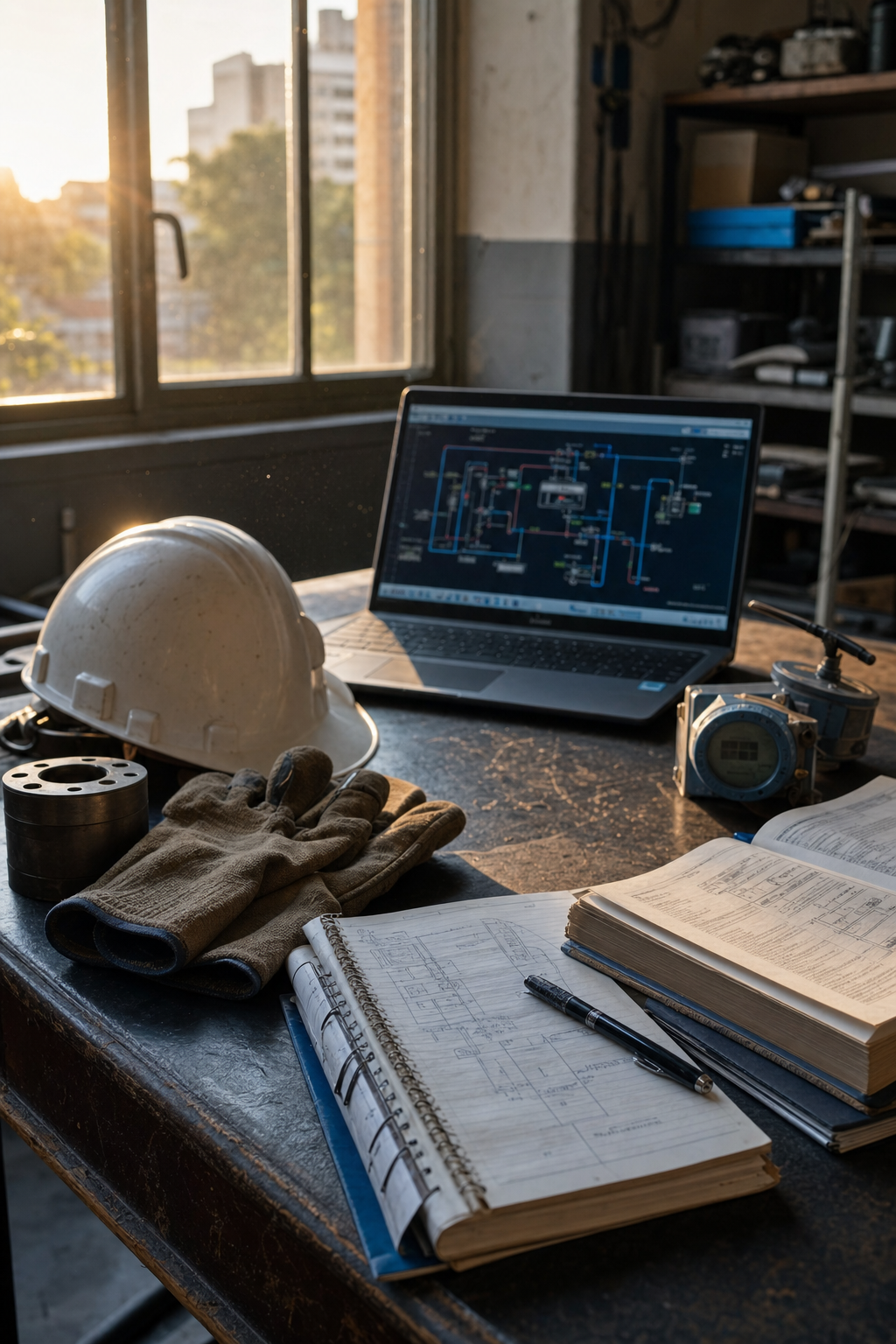 Las mediciones de ruido y estrés térmico son fundamentales para garantizar la salud de los trabajadores según las normas COVENIN. Equipo de ingeniería realizando inspección técnica y mediciones ambientales en instalaciones industriales.
