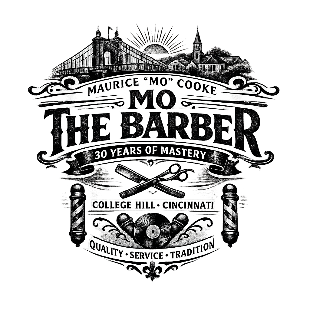 Heritage-inspired logo for Mo The Barber with rustic textures and cultural motifs