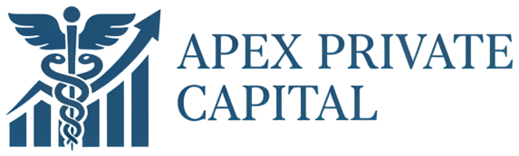 Healthcare assets require specialized structuring to attract private capital without bank intervention. Modern healthcare facility logo representing private diagnostic centers and clinics seeking capital.