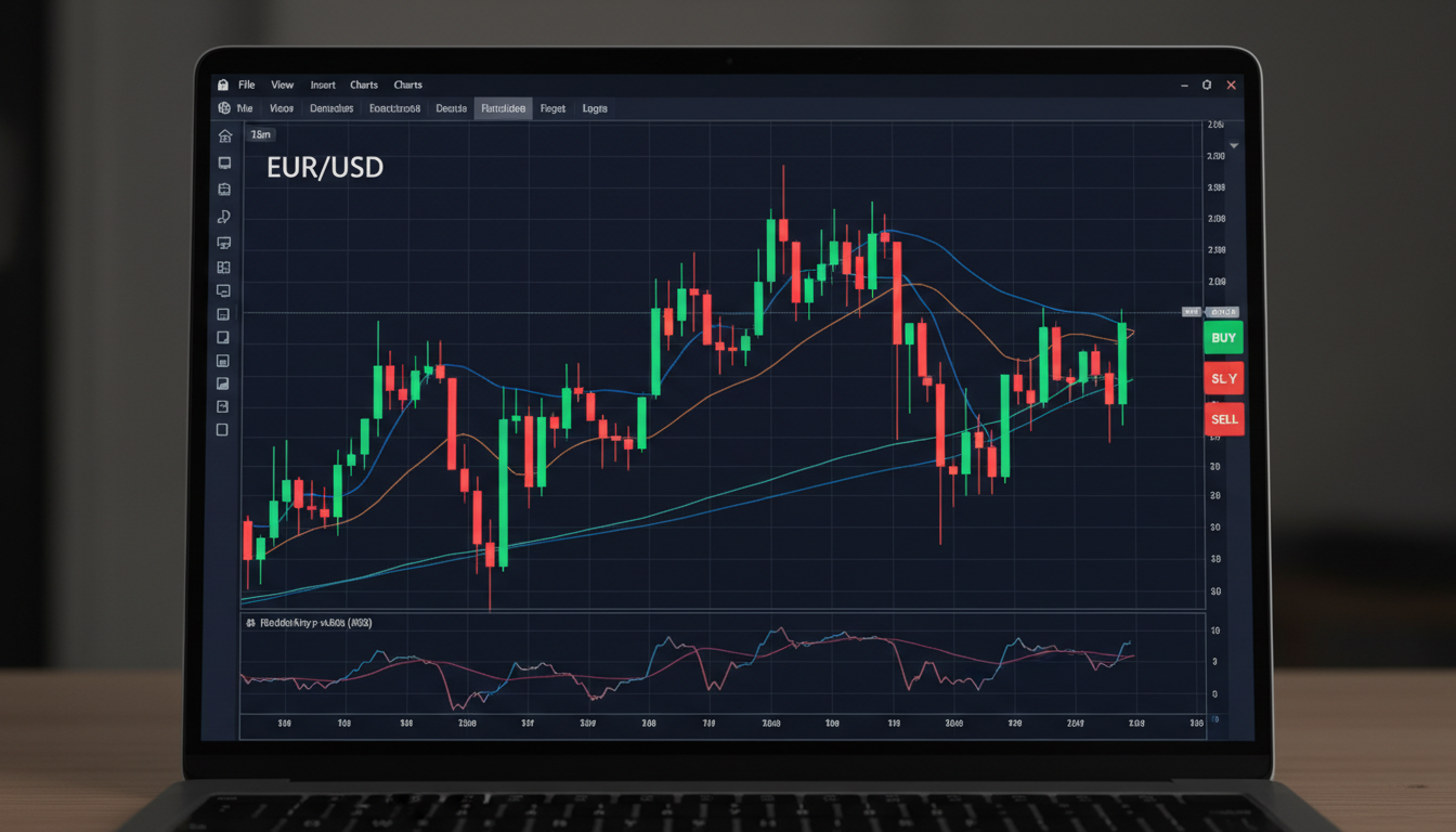 Gráficos de velas japonesas de forex en plataforma de trading