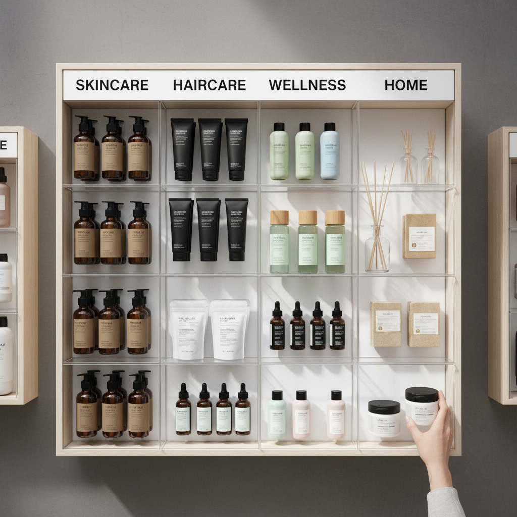 Visual order in your storage solutions helps reduce daily stress. An overhead shot of an organized shelf with clearly labeled categories and items arranged with consistent spacing.