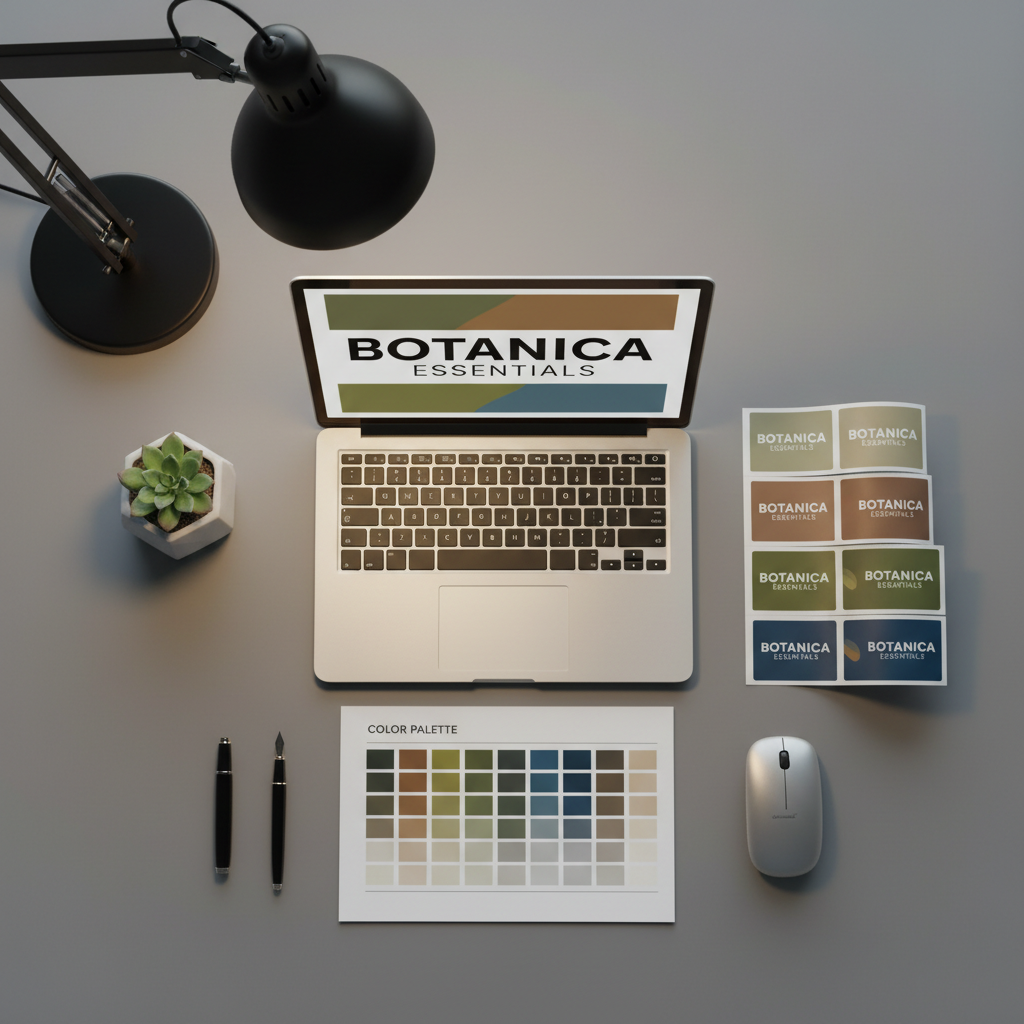 Ensuring EU compliance starts with precise technical specifications for material and ink durability. Professional workspace with a laptop showing label designs and technical specification sheets with color swatches.
