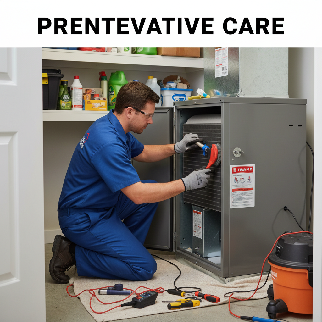 Technicians check the flame sensor during routine maintenance to prevent unexpected short cycling. HVAC technician performing preventive maintenance on a residential furnace burner assembly and sensors.