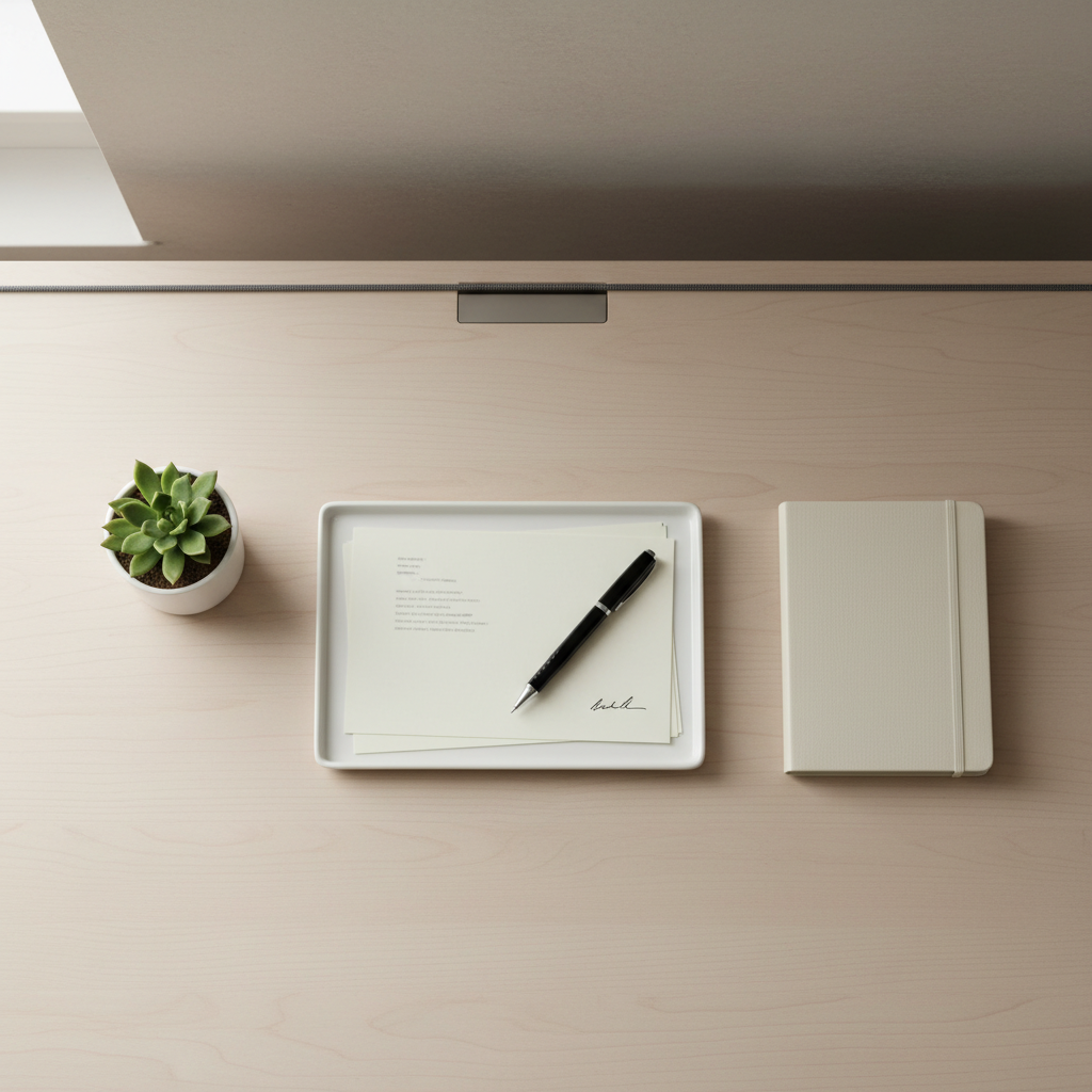 Simple paperwork and a pen on a clean desk