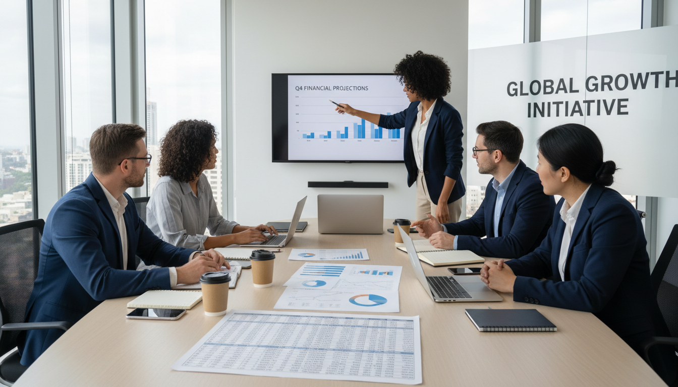 Separating grant income and expenditure in your ledgers ensures transparency during an acquittal. Business team reviewing financial spreadsheets and grant cost centres at a meeting table.
