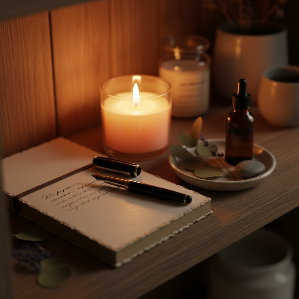 Wellness candle and journal
