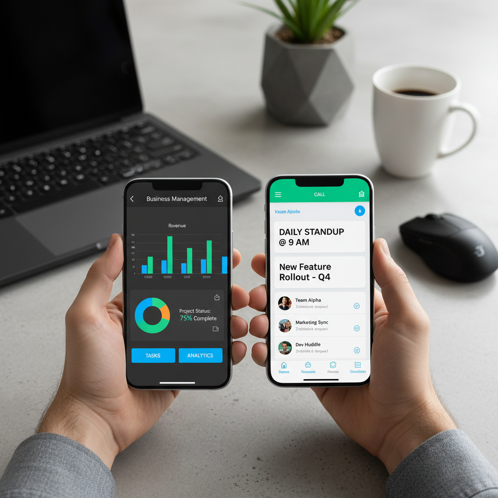 Backing up your data and signing out of accounts are the most important steps before a factory reset. Hands holding two smartphones side by side showing apps and data management interfaces.