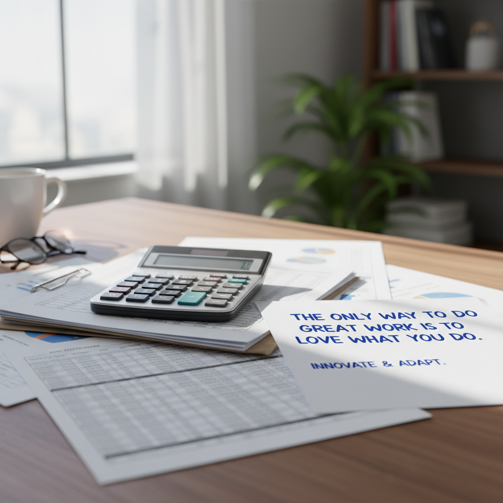 Tracking the transition from billable work to actual cash requires meticulous documentation. A calculator, business documents, and handwritten notes spread across a desk representing financial planning.