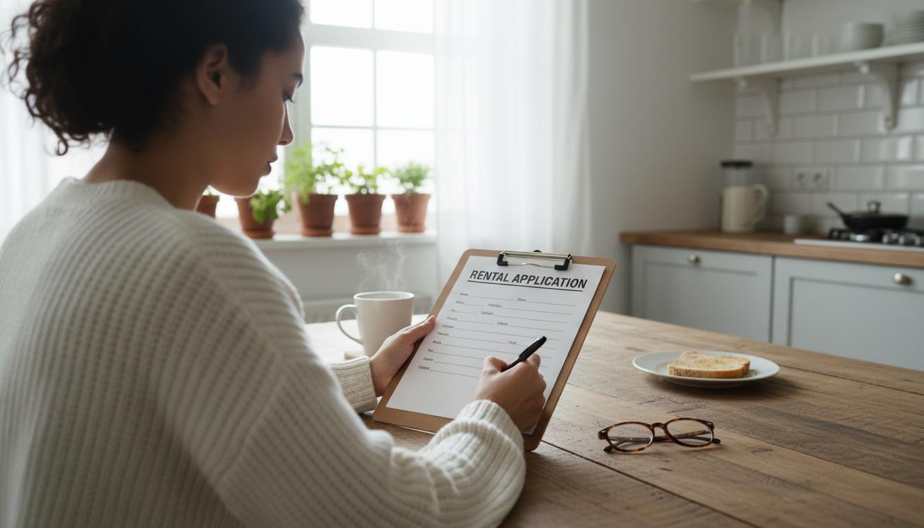 Identifying the liens recorded against your property is the first step toward a successful sale. A person sitting at a kitchen table filling out paperwork on a clipboard, representing a homeowner organizing debt documents.
