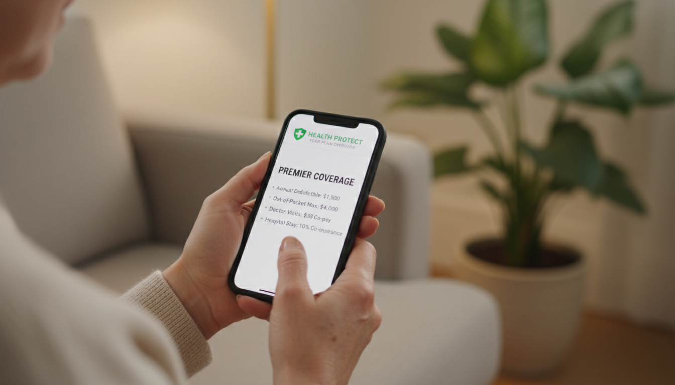 Managing your transition from the Pennie marketplace requires careful timing. Close-up of hands holding a smartphone displaying a health insurance app, suggesting the transition from Pennie to Medicare.
