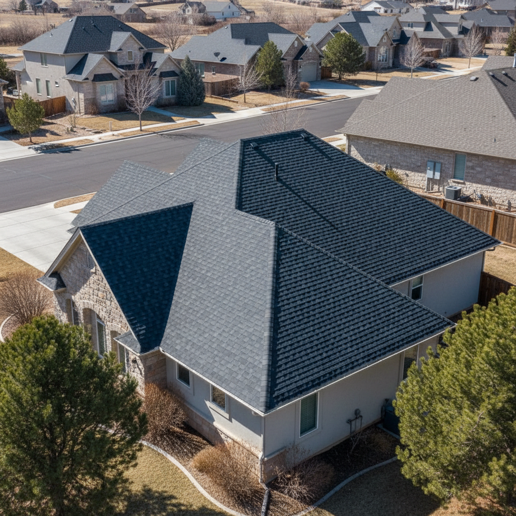 Modern roof colors are designed to blend with the local Utah environment while providing maximum protection. A residential home in Carbon County with a roof that complements the local architectural style and Utah landscape.