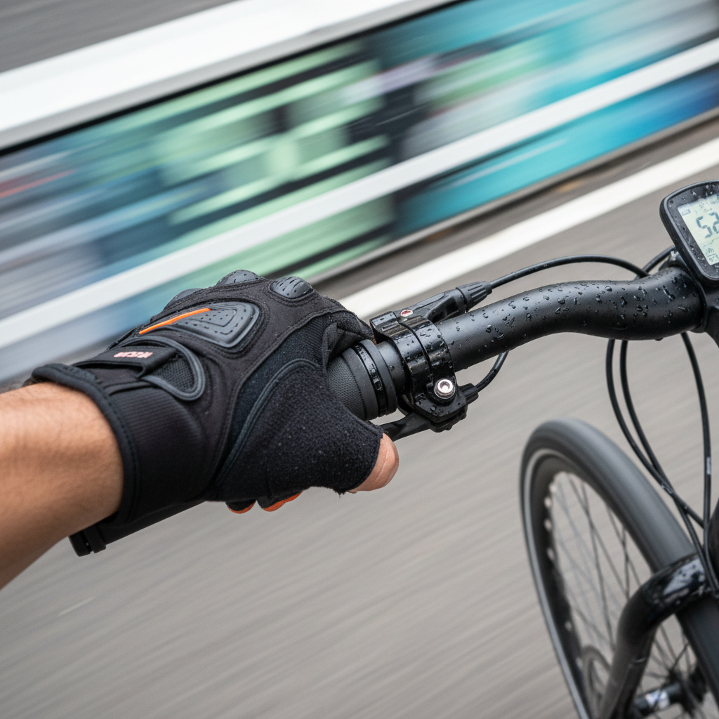 Mastering smooth braking and throttle control is essential for avoiding accidents in heavy traffic. Close up action shot of a rider's hand gripping a throttle and brake lever on a motorized ride.