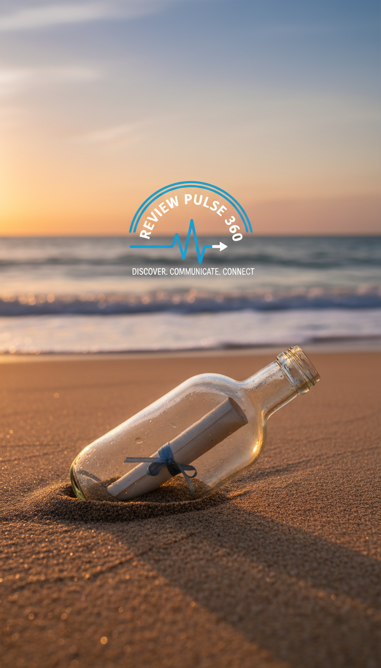 Email and SMS requests often feel like messages in a bottle: sent with hope but frequently lost. A glass bottle with a message inside sitting on a sandy beach, symbolizing lost digital communication.
