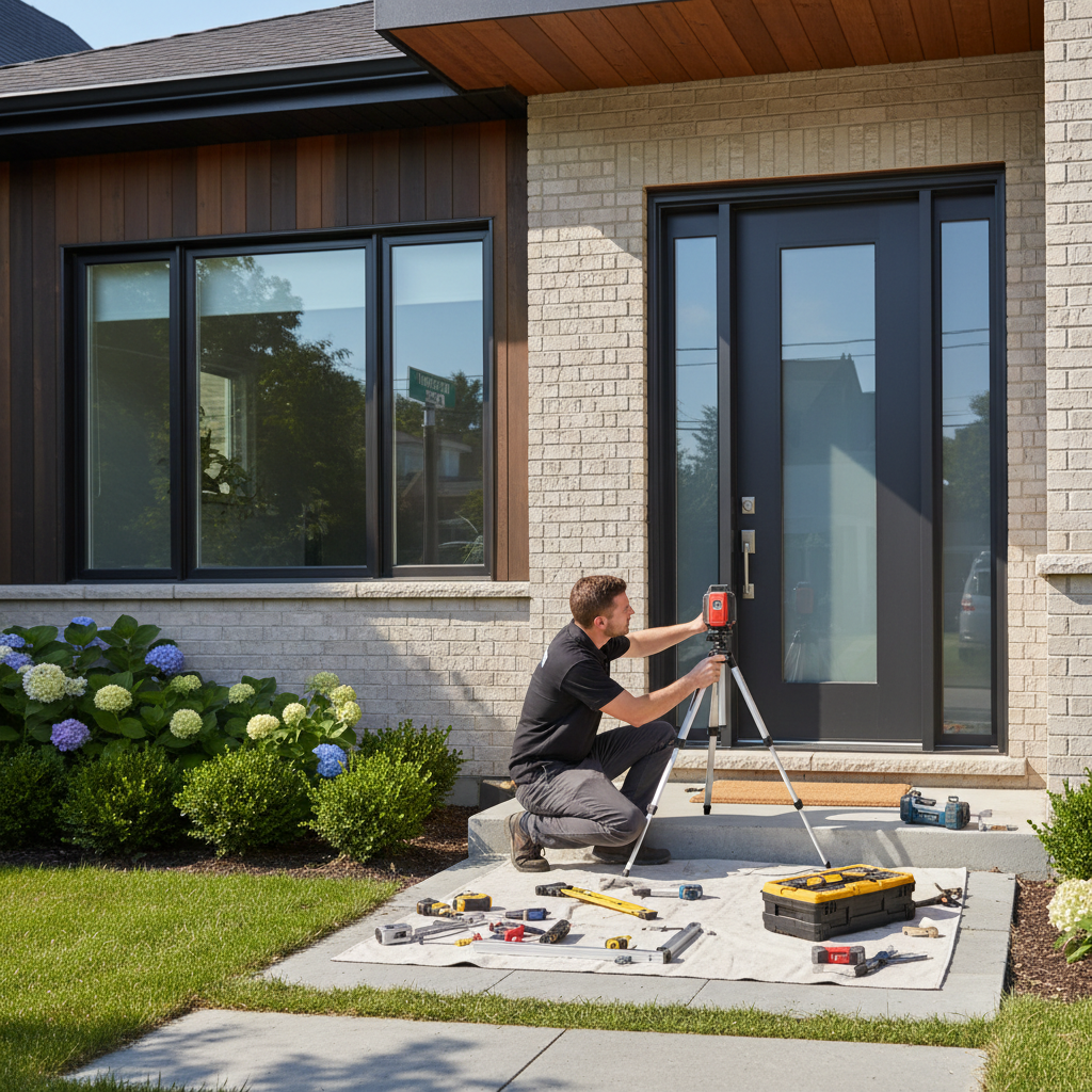 Identifying the root cause is the first step to a lasting door repair. Technician inspecting and repairing a residential door frame and locking mechanism