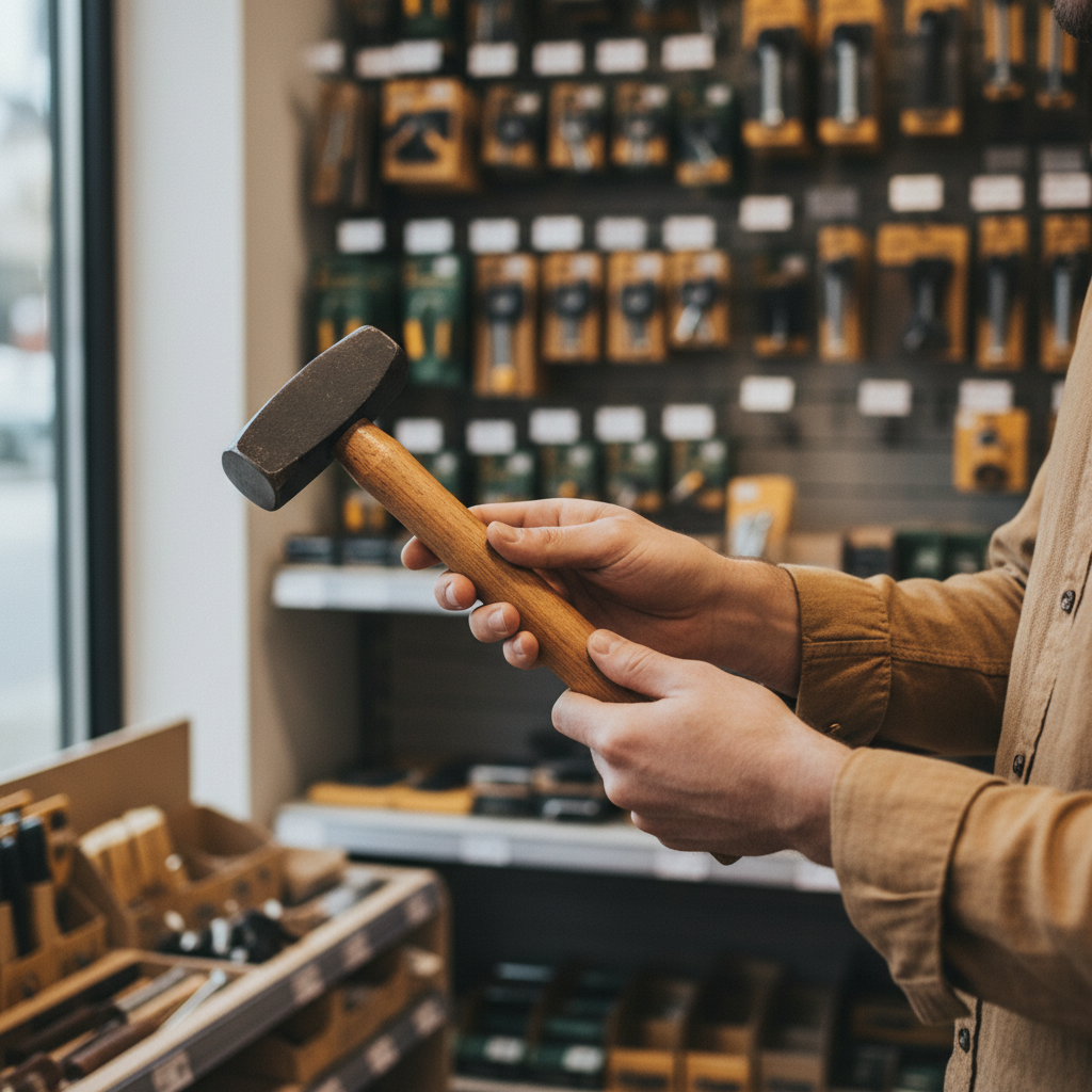 Investing in durable tools ensures you are always prepared for quick home repairs. Close up of a customer's hands selecting a high quality tool from a curated store display.