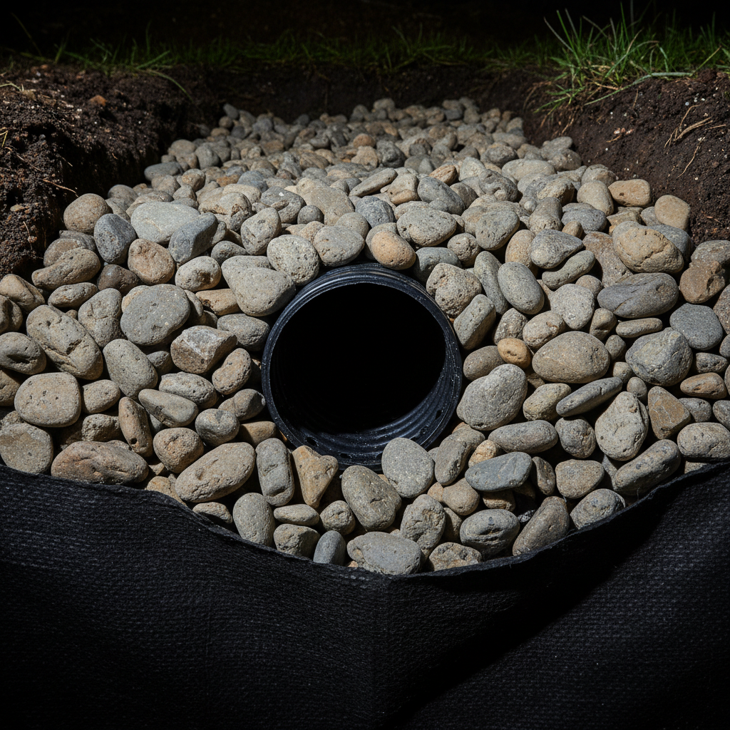 Analyzing soil composition is the first step in designing an effective drainage system for clay-heavy yards. A landscape contractor inspecting the soil and drainage conditions on a residential property in Canton, Georgia.