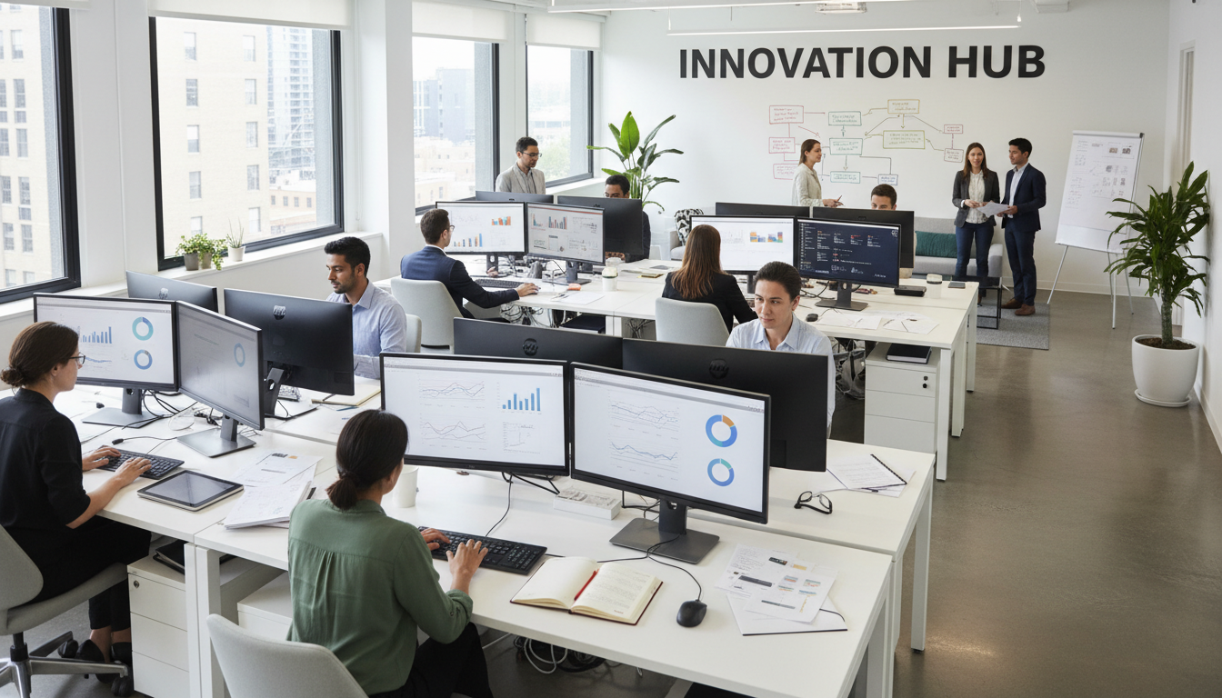 Nuestro equipo en Madrid gestiona la comunicación de bajas ante la DGT y el Ayuntamiento Equipo de gestores administrativos trabajando en una oficina moderna gestionando trámites de tráfico