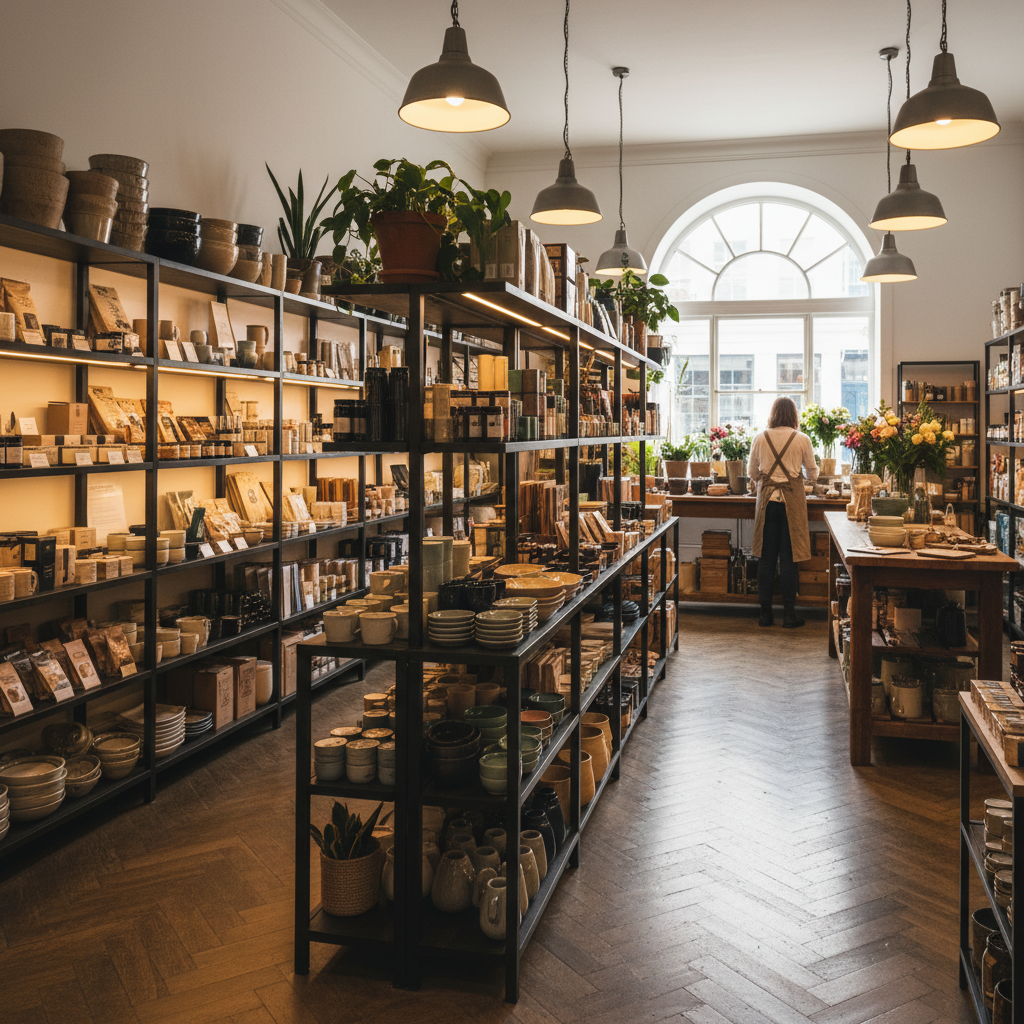 For storefront retailers, every square inch of shelf space taken by slow-moving stock is lost revenue. Interior of an independent retail store with neatly stocked shelves and a shopkeeper tidying in the background.