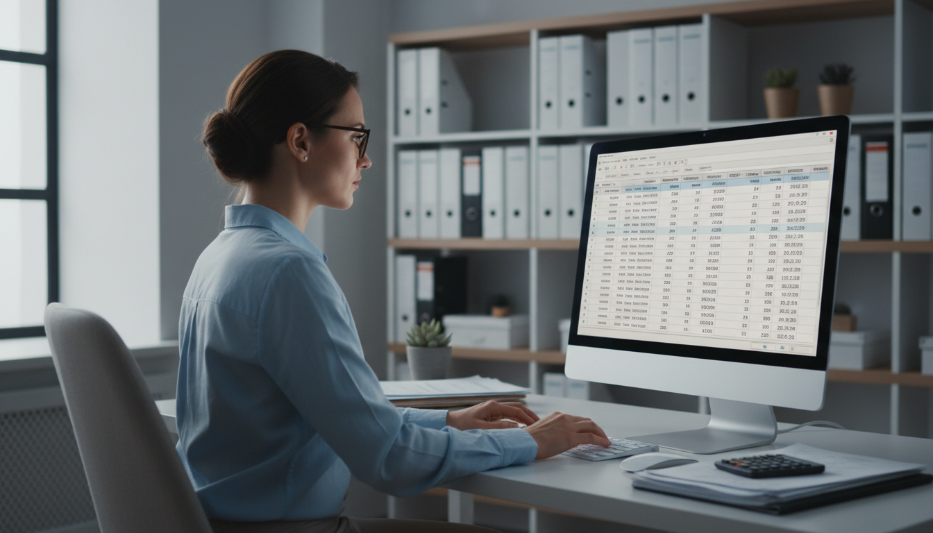 Accurate bookkeeping provides the essential data foundation for any reliable cash flow forecast. A professional bookkeeper entering financial data into software with organized files in the background.