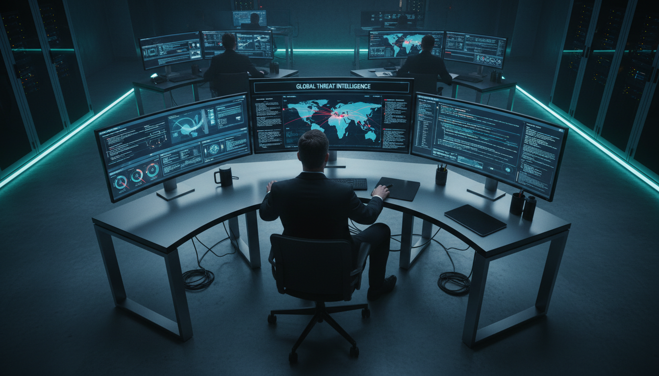 EDR provides the real-time behavioral monitoring that traditional antivirus software lacks. High angle view of a professional reviewing advanced network security dashboards on multiple monitors.